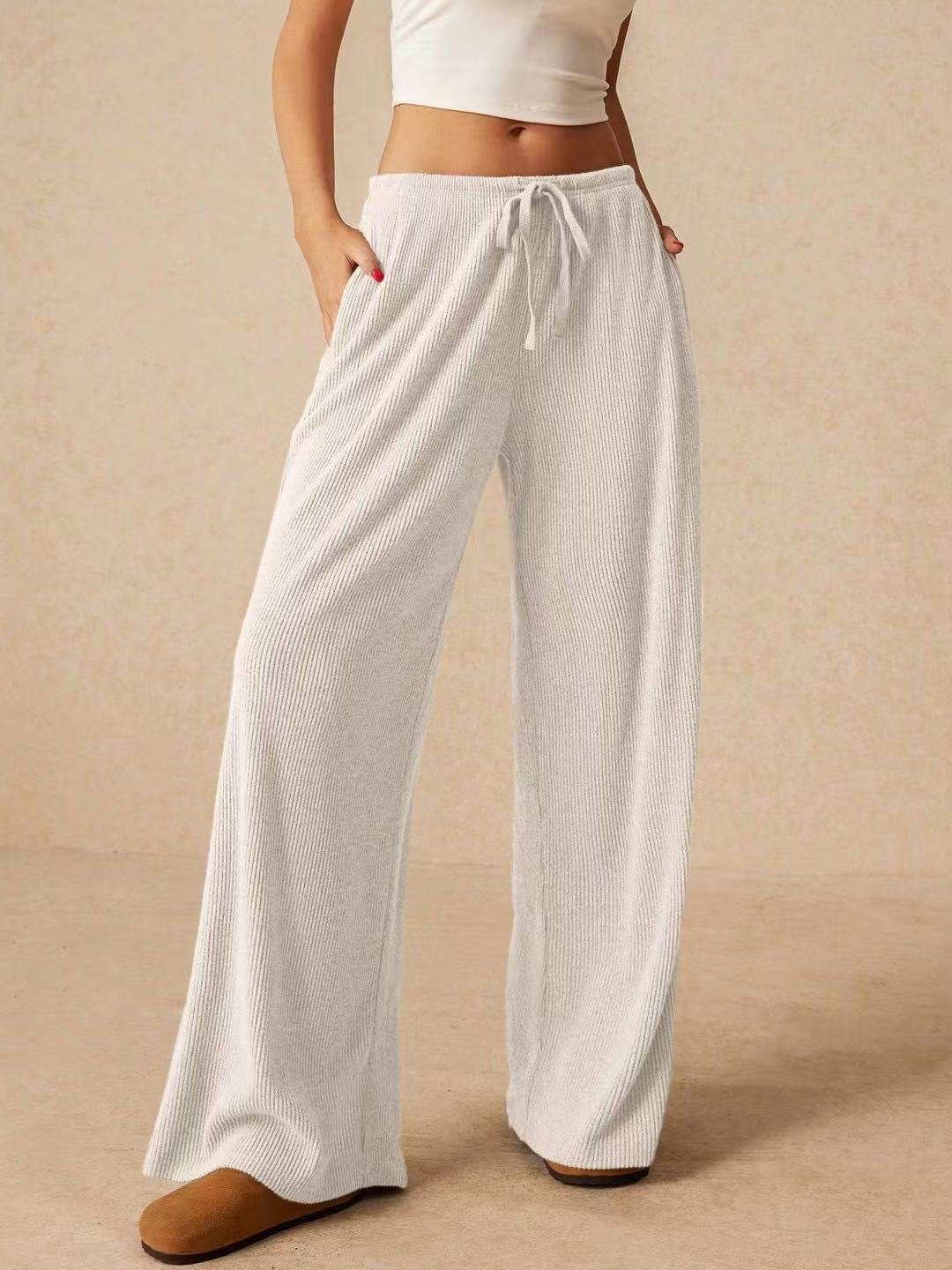 Damen Unifarben Lang Elastische Taille Hose Lässig Frühling/Herbst Hose
