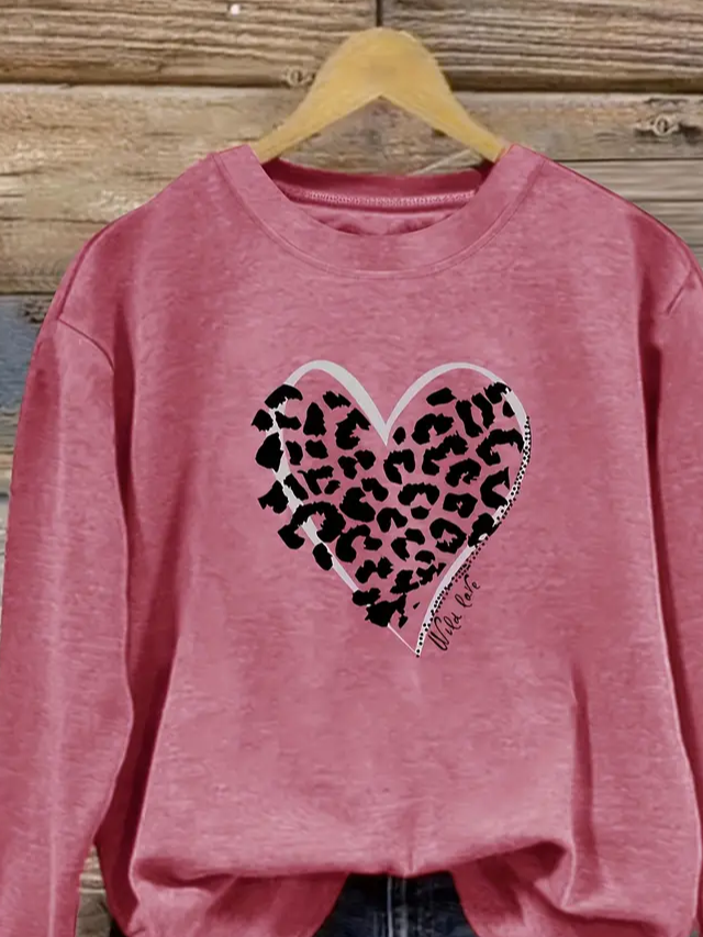 Damen Leopard Rundhals Print Lässig Frühling/Herbst Langarm Sweatshirt