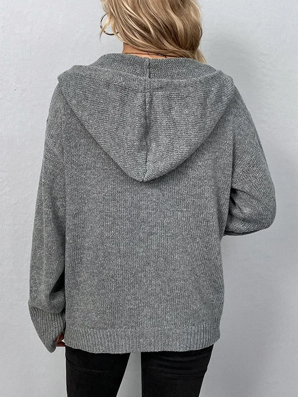 Damen Unifarben Frühling/Herbst Aufdecken Retro Nahtverarbeitung Leicht Strickjacke