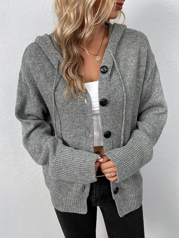 Damen Unifarben Frühling/Herbst Aufdecken Retro Nahtverarbeitung Leicht Strickjacke