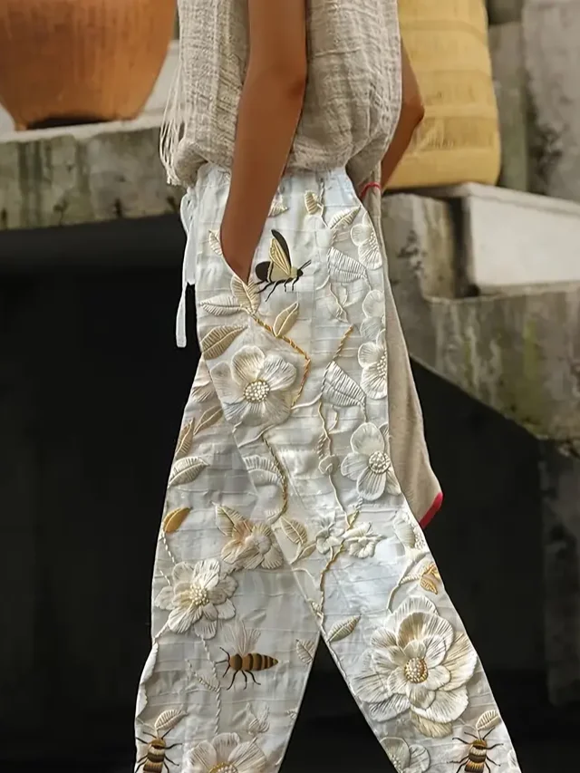 Damen Geblümt Lang Hose Lässig Frühling/Herbst Hose