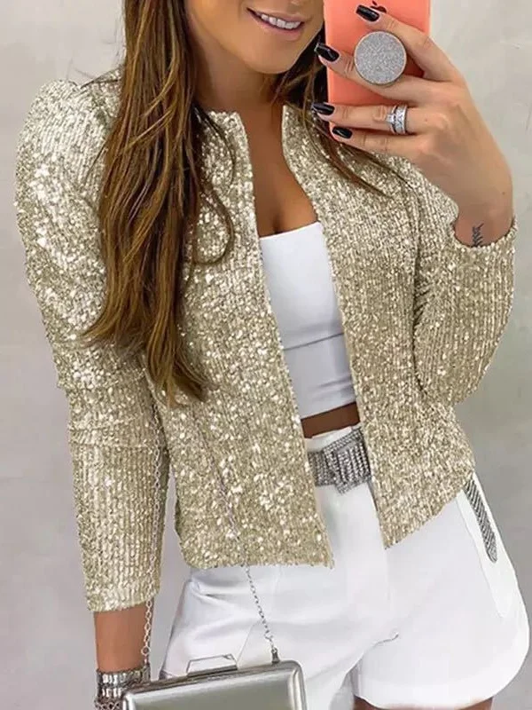 Damen Frühling/Herbst Oberbekleidung Retro Nahtverarbeitung Unifarben Langarm Stehkragen Jacke