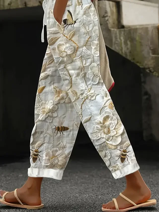 Damen Geblümt Lang Hose Lässig Frühling/Herbst Hose