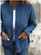 Damen Frühling/Herbst Oberbekleidung Retro Nahtverarbeitung Unifarben Langarm Stehkragen Jacke