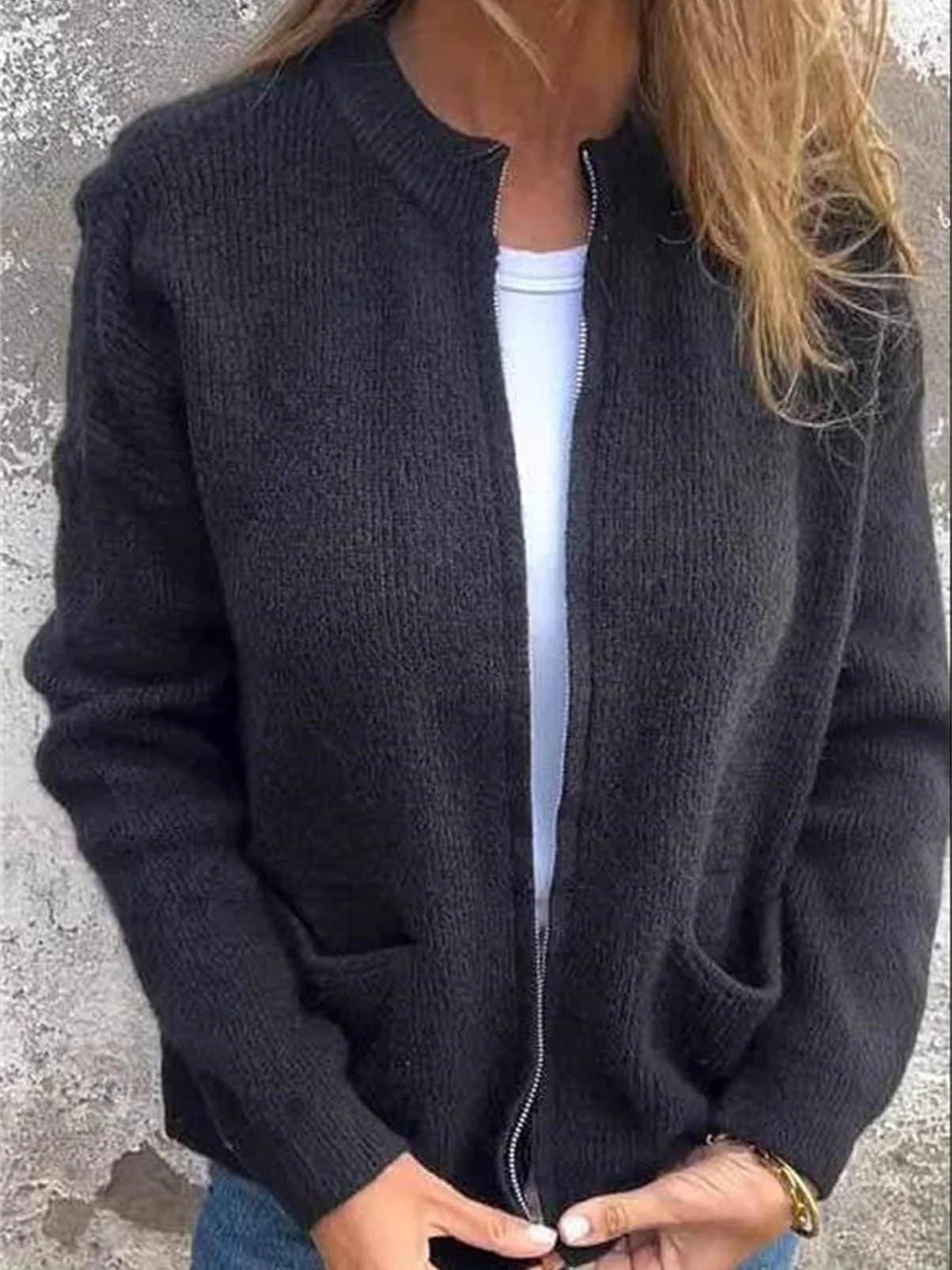 Damen Frühling/Herbst Oberbekleidung Retro Nahtverarbeitung Unifarben Langarm Stehkragen Jacke