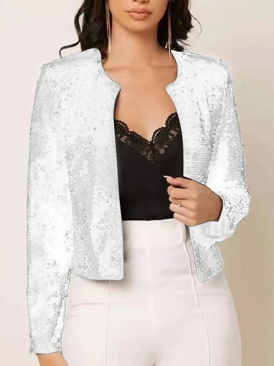 Damen Frühling/Herbst Oberbekleidung Retro Nahtverarbeitung Unifarben Langarm Stehkragen Jacke