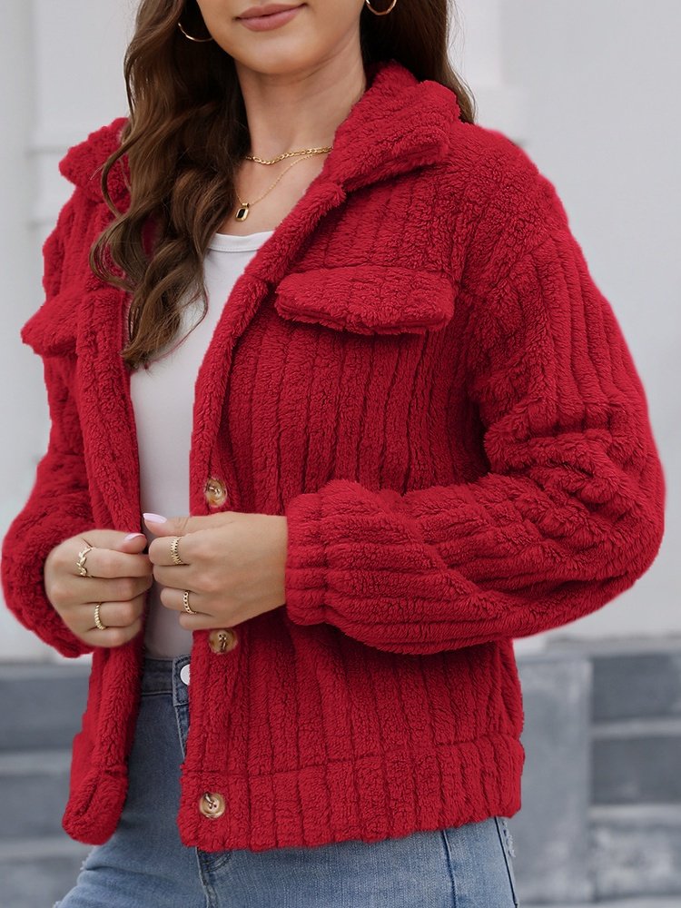 Damen Frühling/Herbst Oberbekleidung Retro Nahtverarbeitung Unifarben Langarm Schalkragen Jacke