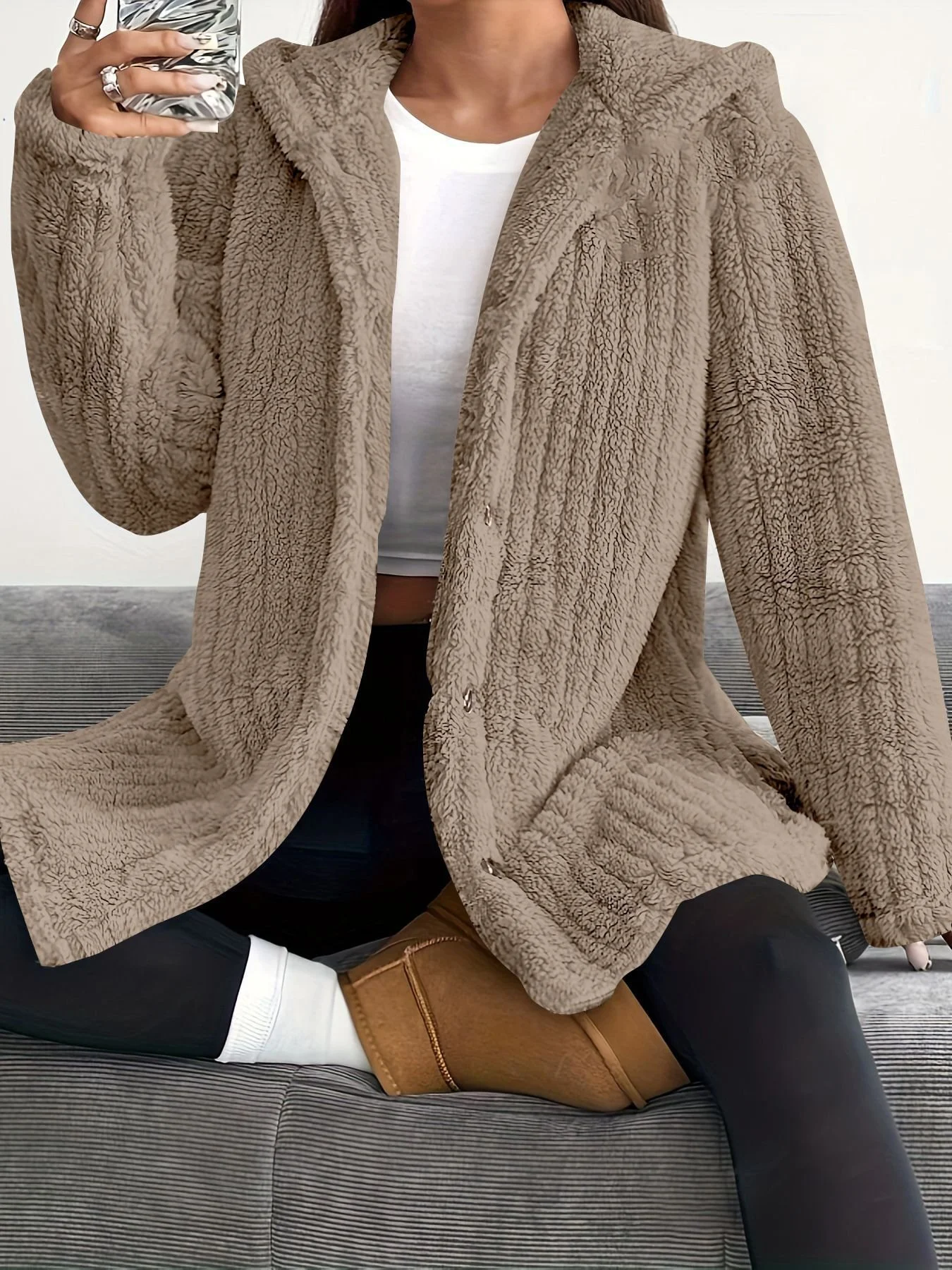 Damen Frühling/Herbst Oberbekleidung Lässig Unifarben Langarm Kapuze Jacke