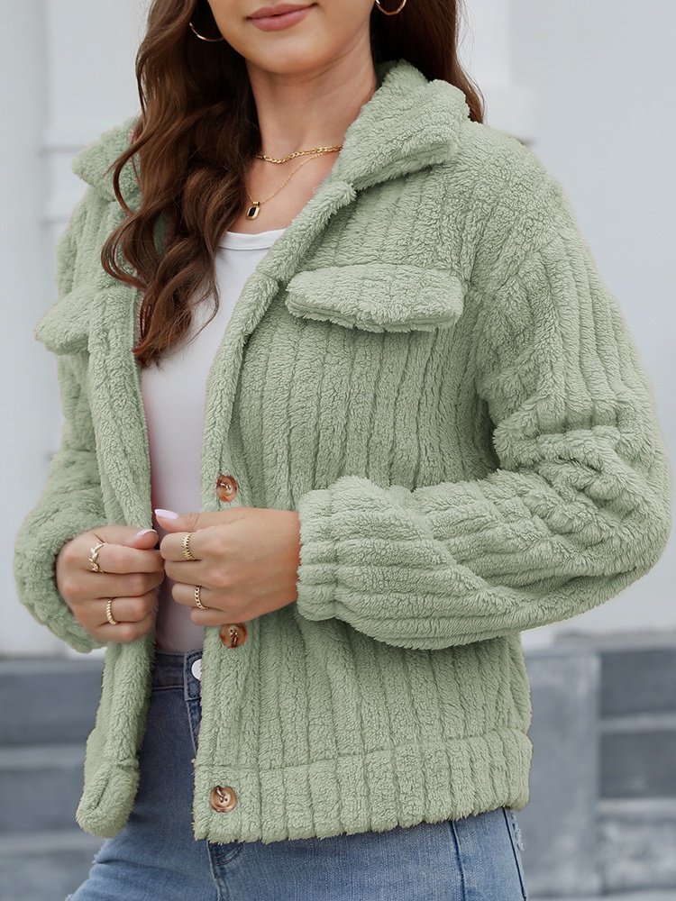 Damen Frühling/Herbst Oberbekleidung Retro Nahtverarbeitung Unifarben Langarm Schalkragen Jacke