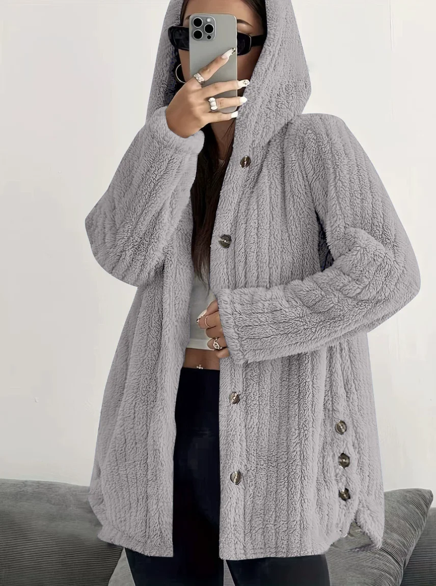 Damen Frühling/Herbst Oberbekleidung Lässig Unifarben Langarm Kapuze Jacke