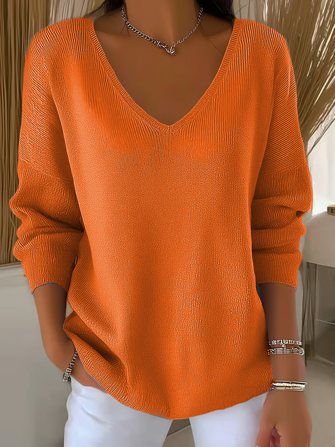 Damen Unifarben Langarm T-Shirts T-Shirt V-Ausschnitt Print Lässig Frühling/Herbst Oberteile