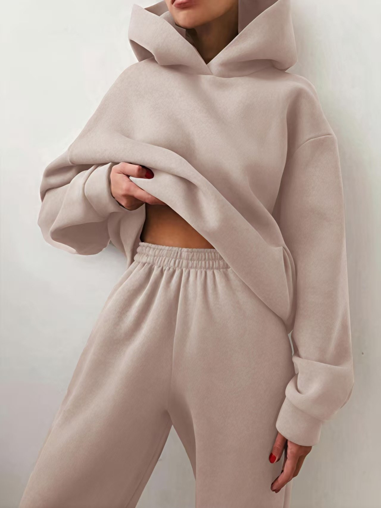 Damen Unifarben Nahtverarbeitung Zweiteiliges Set Täglich Langarm Lässig Frühling/Herbst Bluse mit Hose Matching Set