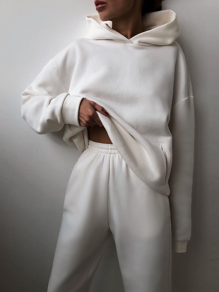 Damen Unifarben Nahtverarbeitung Zweiteiliges Set Täglich Langarm Lässig Frühling/Herbst Bluse mit Hose Matching Set