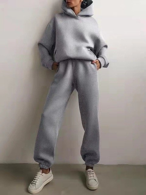 Damen Unifarben Nahtverarbeitung Zweiteiliges Set Täglich Langarm Lässig Frühling/Herbst Bluse mit Hose Matching Set