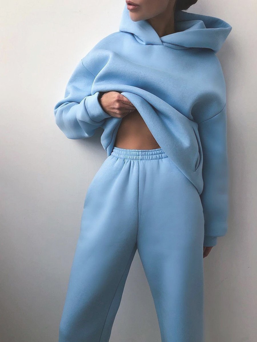 Damen Unifarben Nahtverarbeitung Zweiteiliges Set Täglich Langarm Lässig Frühling/Herbst Bluse mit Hose Matching Set