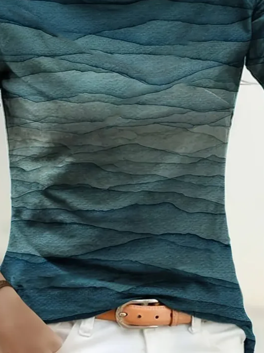 Damen Abstrakt Langarm T-Shirts T-Shirt Rundhals Print Lässig Frühling/Herbst T-Shirt mit Grafik Oberteile