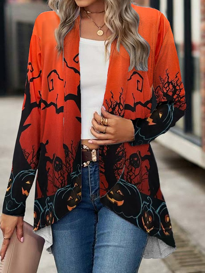 Damen Halloween Frühling/Herbst Aufdecken Retro Leicht Strickjacke