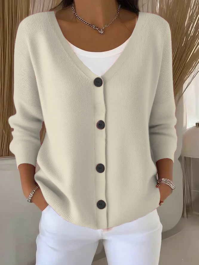 Damen Unifarben Lässig Frühling/Herbst Strickjacke