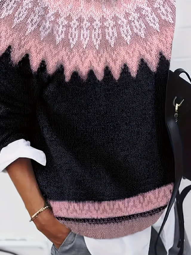 Damen Abstrakt Print Frühling/Herbst Lässig Langarm Rundhals Pullover