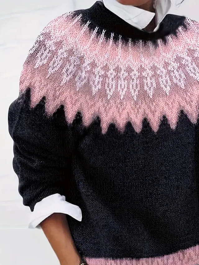 Damen Abstrakt Print Frühling/Herbst Lässig Langarm Rundhals Pullover