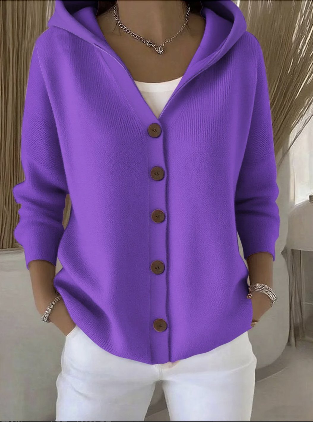 Damen Geblümt Langarm Kapuze Lässig Frühling/Herbst Strickjacke Oberbekleidung