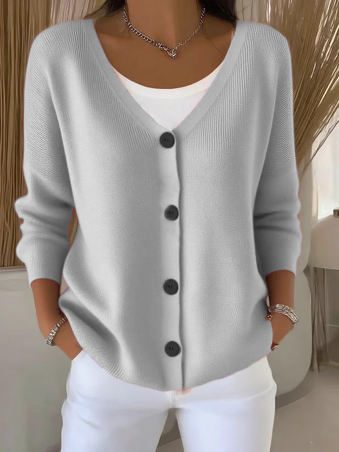 Damen Unifarben Lässig Frühling/Herbst Strickjacke
