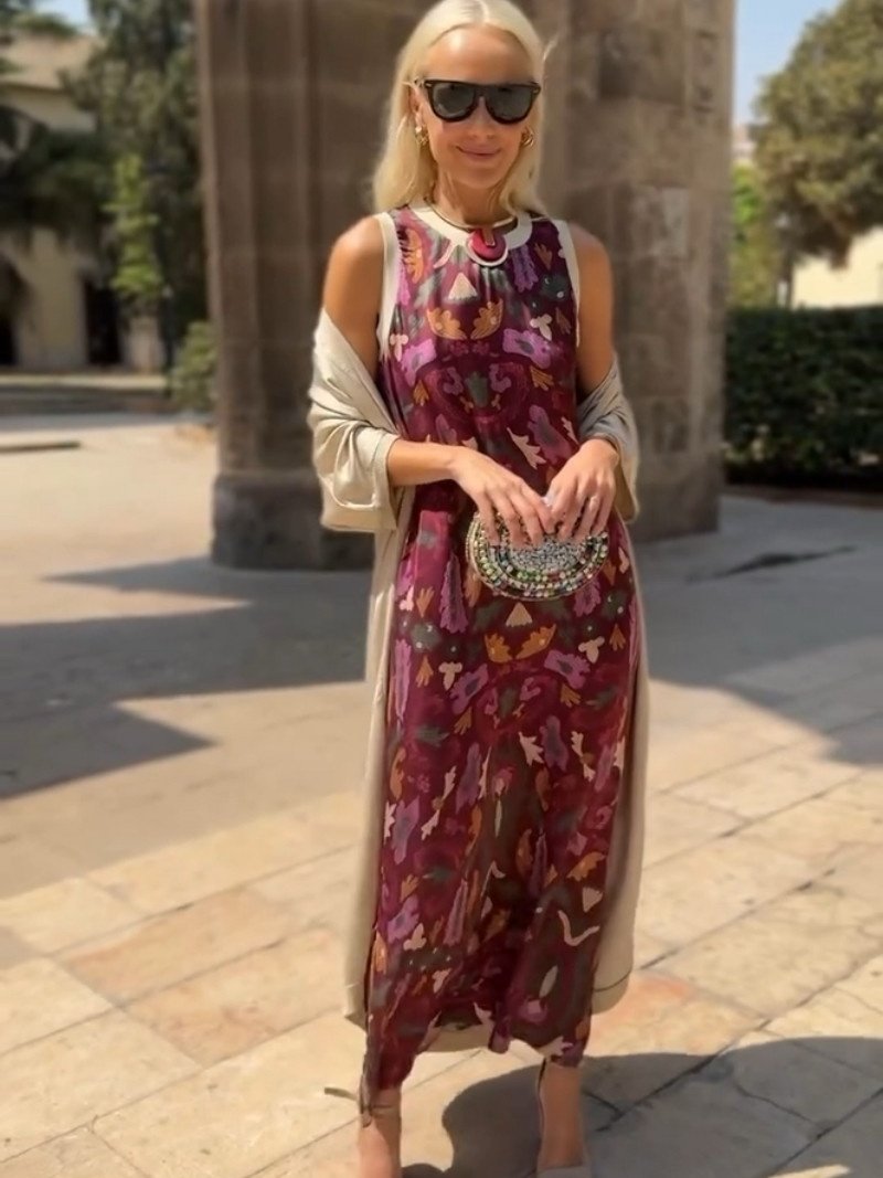 Damen Gestreift Print Zweiteiliges Set Täglich Langarm Retro Frühling/Herbst Mantel mit Rock Matching Set