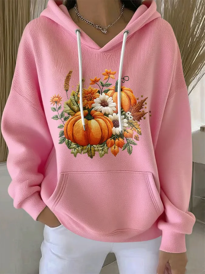Damen Geblümt Frühling/Herbst Print Langarm Lässig Täglich Kapuze