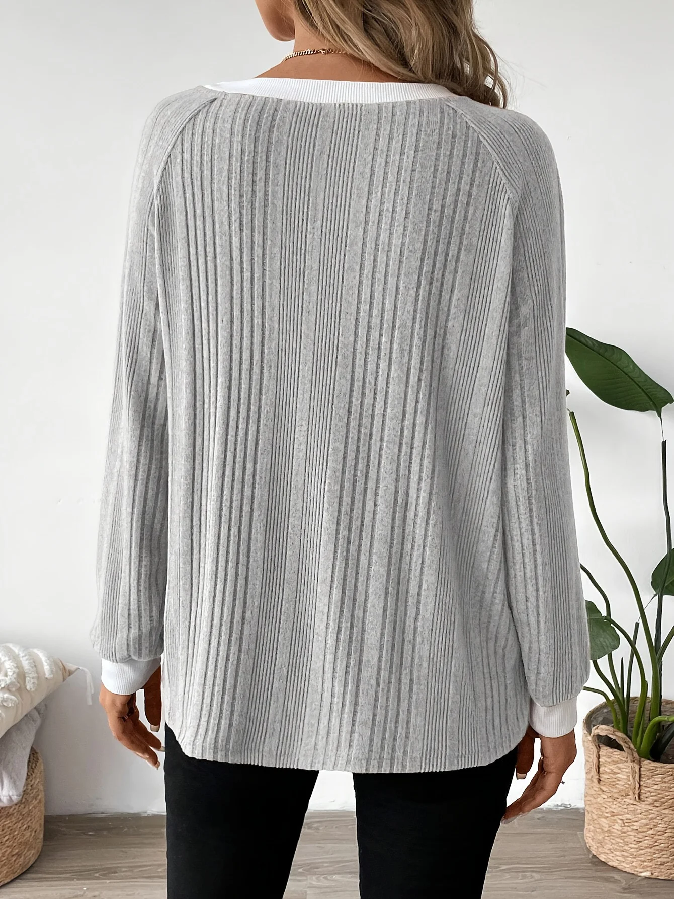 Damen Unifarben Langarm T-Shirts T-Shirt Rundhals Lässig Frühling/Herbst Oberteile