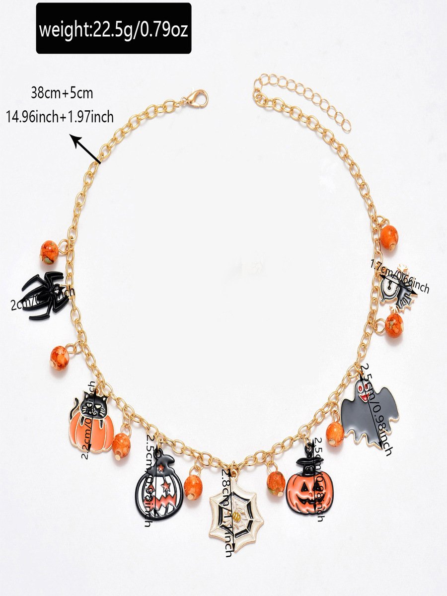 Neu Halloween Zubehör Nische Katze Geist Kürbis hochwertig Schmuck Schlüsselbein Kette Damen Pendant Licht Luxuriös Halskette