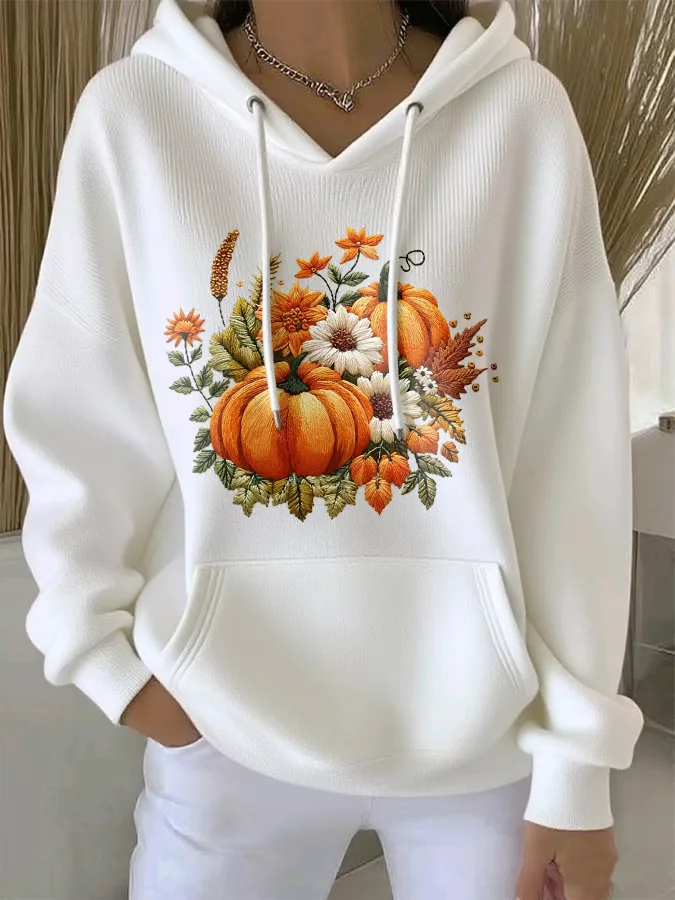Damen Geblümt Frühling/Herbst Print Langarm Lässig Täglich Kapuze