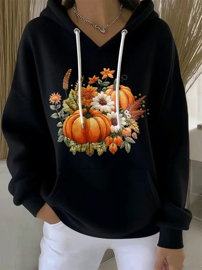 Damen Geblümt Frühling/Herbst Print Langarm Lässig Täglich Kapuze