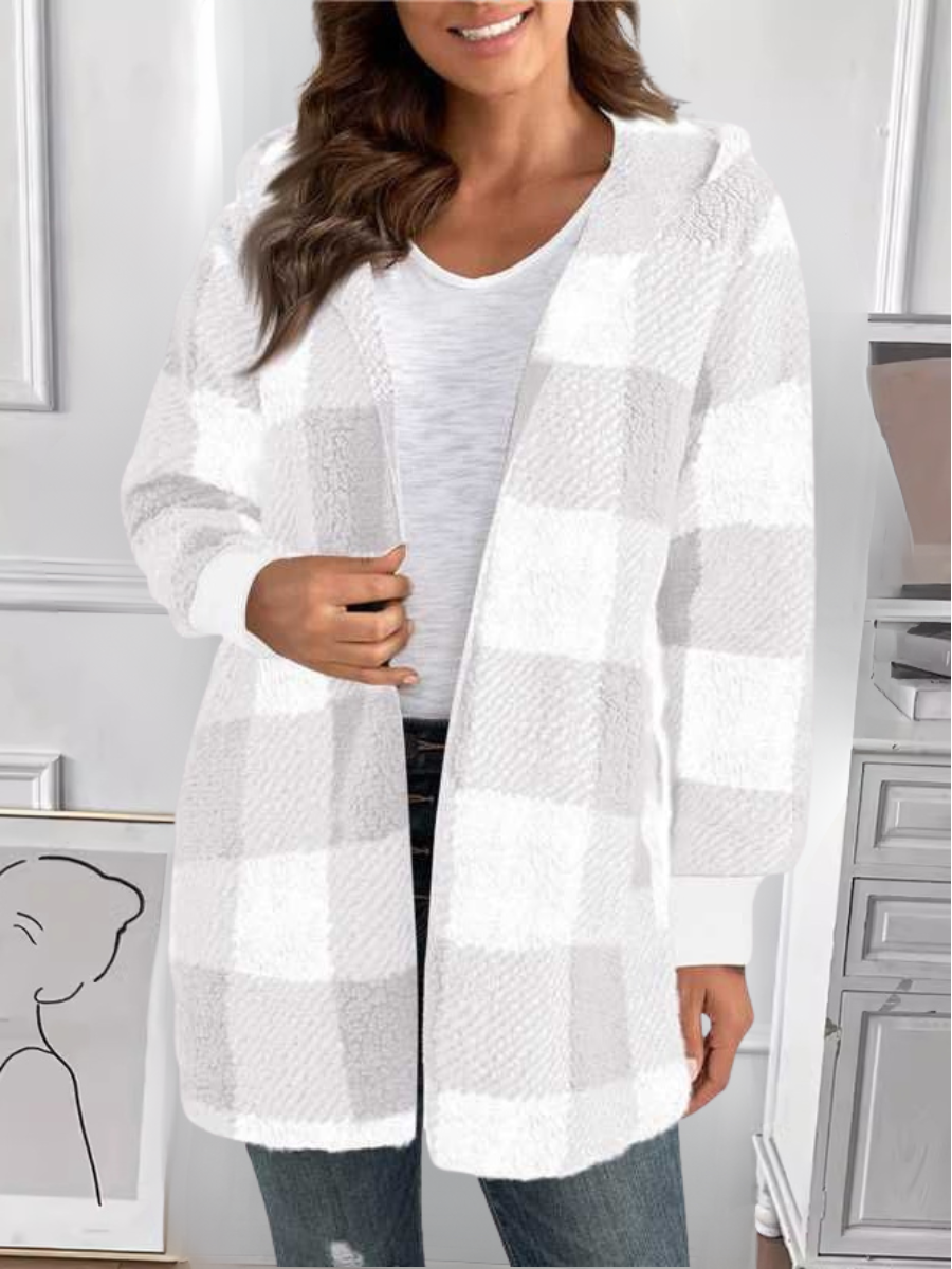 Damen Frühling/Herbst Oberbekleidung Retro Nahtverarbeitung Kariert Langarm Mit Kapuze Jacke