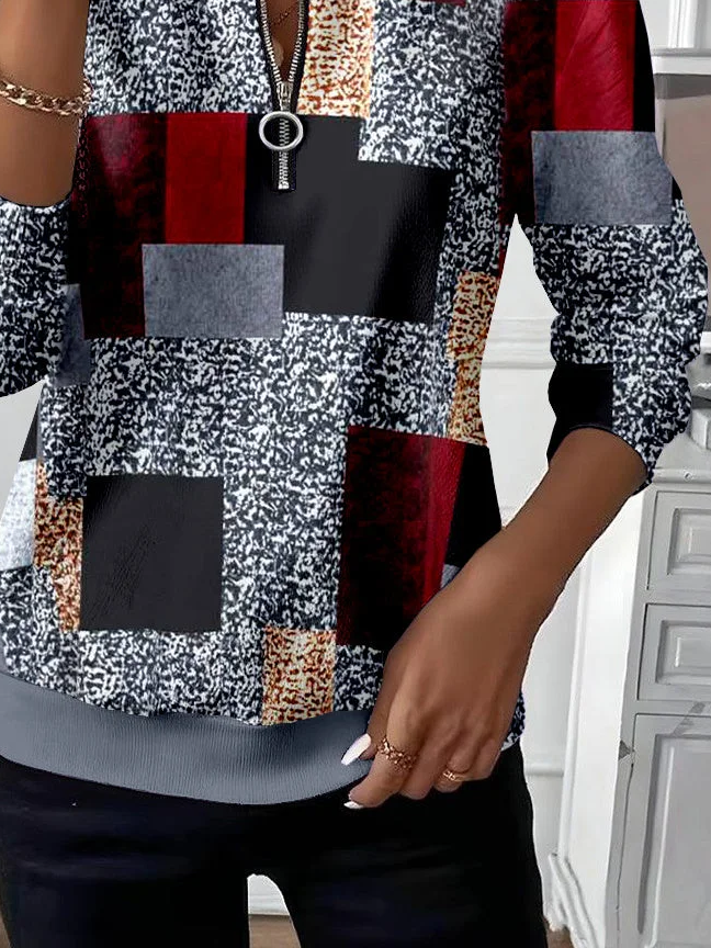 Damen Abstrakt Rundhals Print Lässig Frühling/Herbst Langarm Sweatshirt