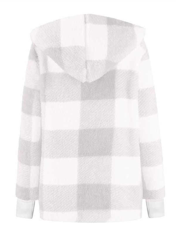 Damen Frühling/Herbst Oberbekleidung Retro Nahtverarbeitung Kariert Langarm Mit Kapuze Jacke