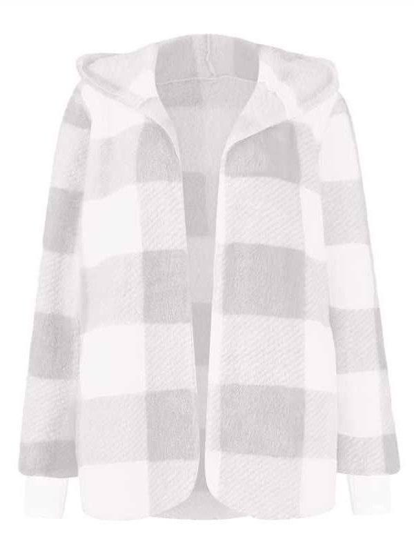 Damen Frühling/Herbst Oberbekleidung Retro Nahtverarbeitung Kariert Langarm Mit Kapuze Jacke
