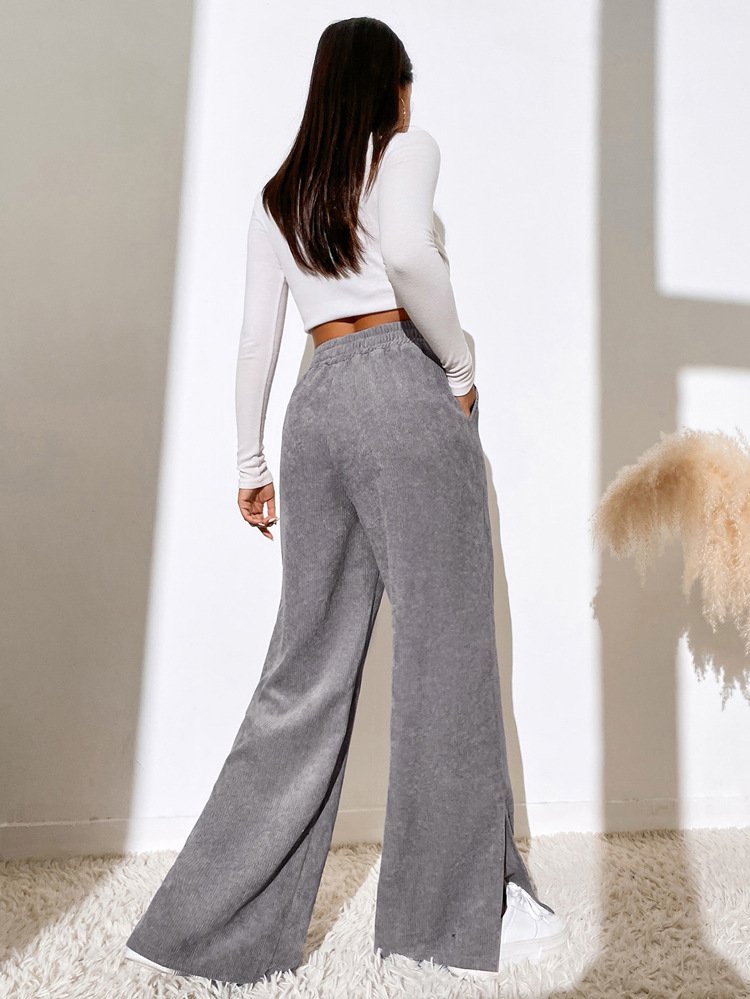 Damen Unifarben Lang Elastische Taille Hose Lässig Frühling/Herbst Hose