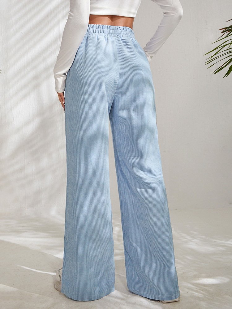 Damen Unifarben Lang Elastische Taille Hose Lässig Frühling/Herbst Hose