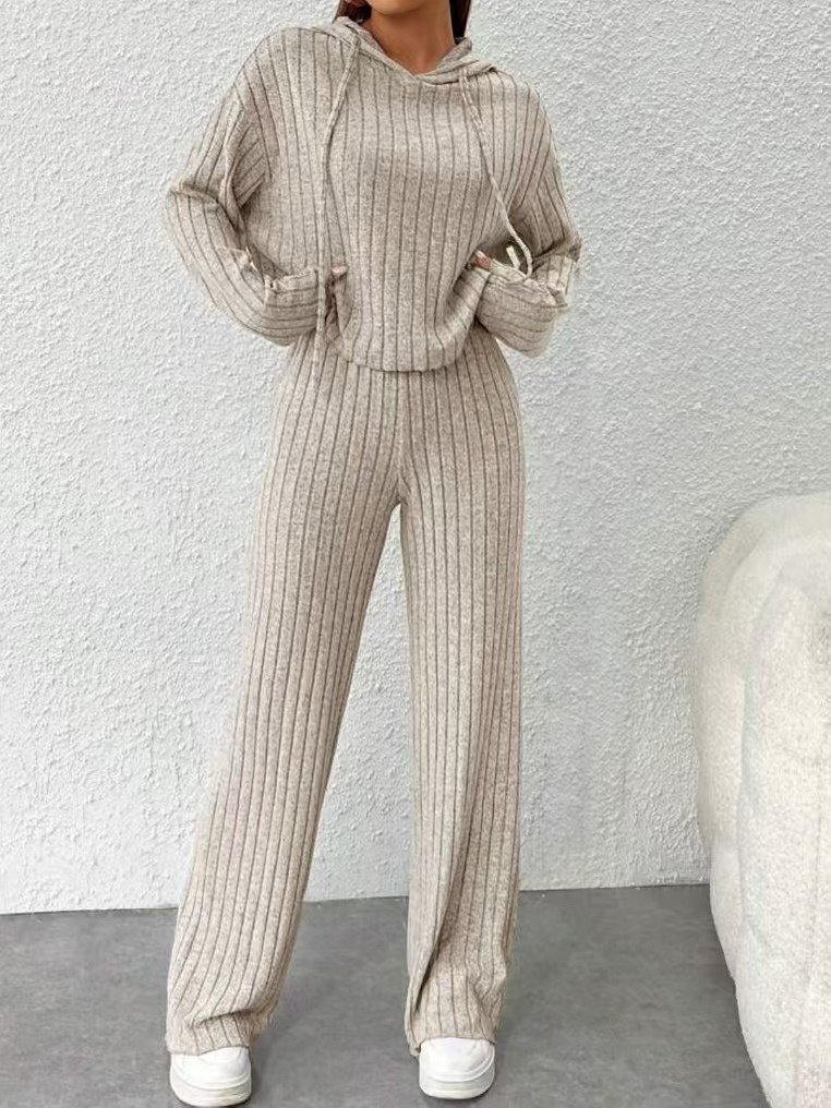 Damen Unifarben Geprägt Zweiteiliges Set Täglich Langarm Lässig Frühling/Herbst Bluse mit Hose Matching Set