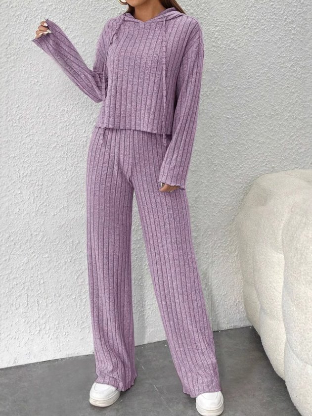 Damen Unifarben Geprägt Zweiteiliges Set Täglich Langarm Lässig Frühling/Herbst Bluse mit Hose Matching Set