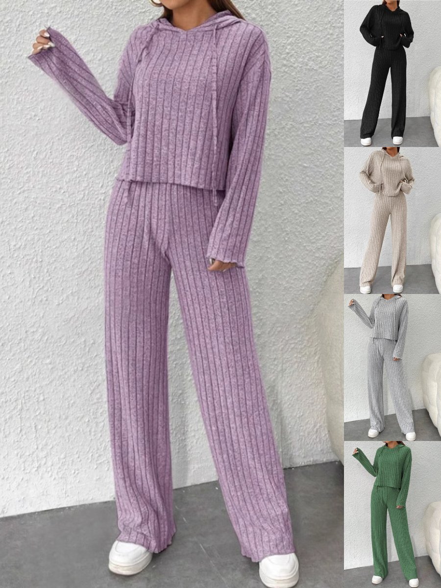 Damen Unifarben Geprägt Zweiteiliges Set Täglich Langarm Lässig Frühling/Herbst Bluse mit Hose Matching Set