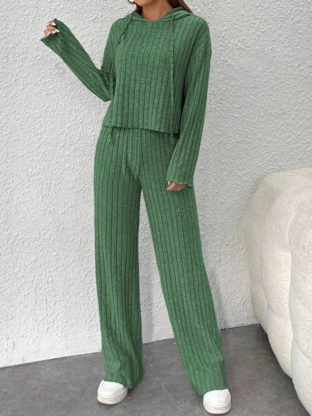 Damen Unifarben Geprägt Zweiteiliges Set Täglich Langarm Lässig Frühling/Herbst Bluse mit Hose Matching Set