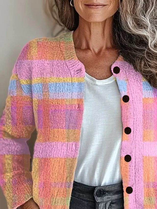 Damen Abstrakt Print Langarm Rundhals Retro Frühling/Herbst Strickjacke Oberbekleidung