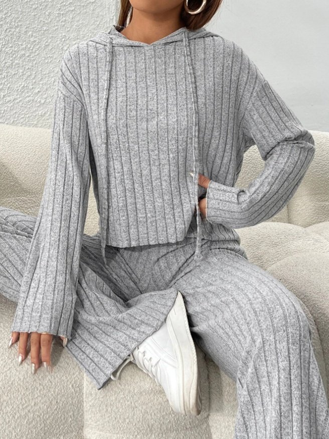 Damen Unifarben Geprägt Zweiteiliges Set Täglich Langarm Lässig Frühling/Herbst Bluse mit Hose Matching Set