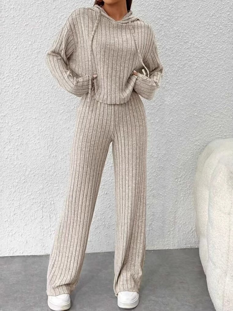 Damen Unifarben Geprägt Zweiteiliges Set Täglich Langarm Lässig Frühling/Herbst Bluse mit Hose Matching Set