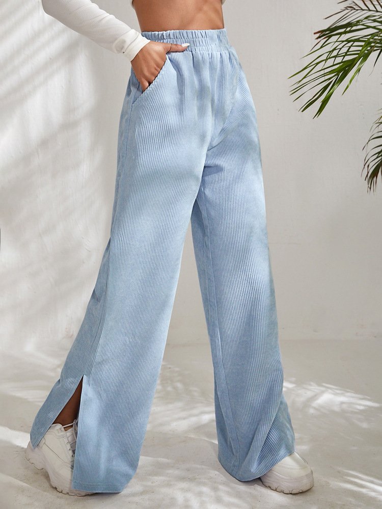 Damen Unifarben Lang Elastische Taille Hose Lässig Frühling/Herbst Hose