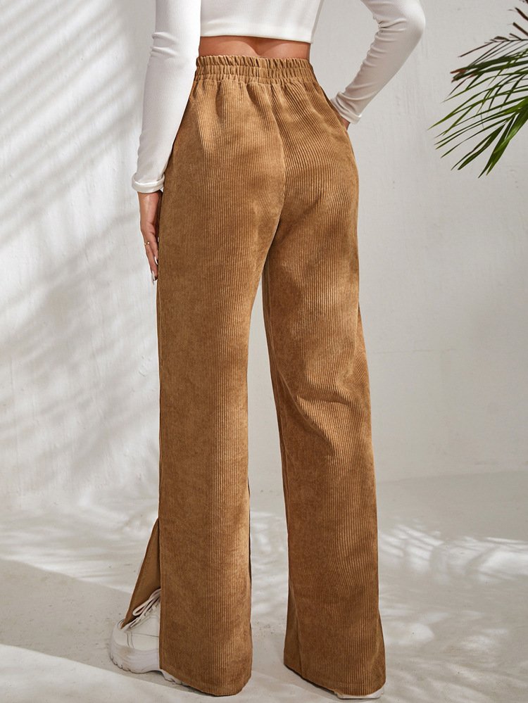 Damen Unifarben Lang Elastische Taille Hose Lässig Frühling/Herbst Hose