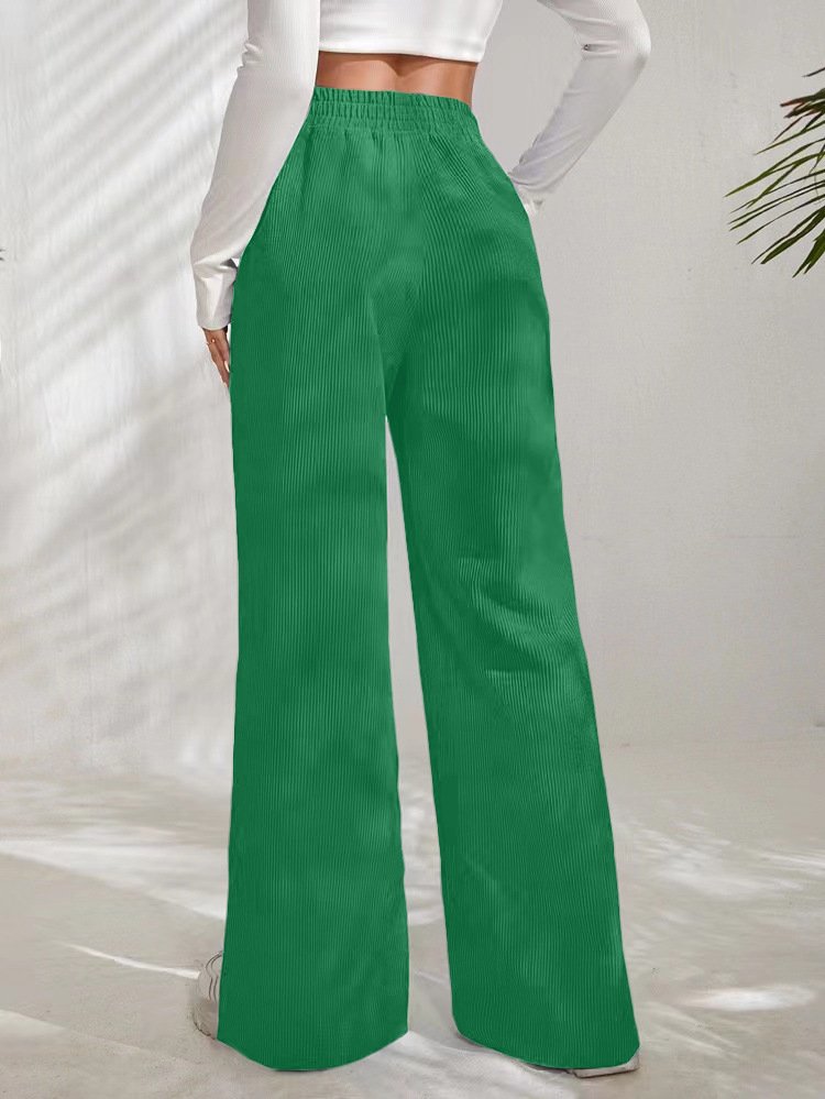 Damen Unifarben Lang Elastische Taille Hose Lässig Frühling/Herbst Hose