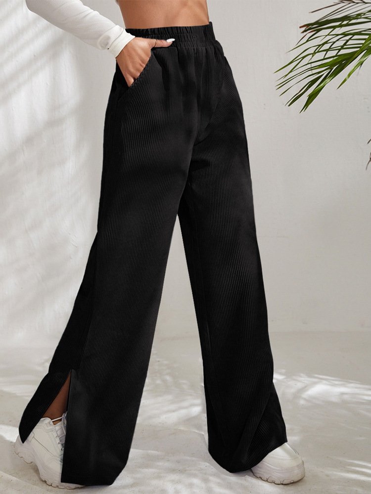 Damen Unifarben Lang Elastische Taille Hose Lässig Frühling/Herbst Hose