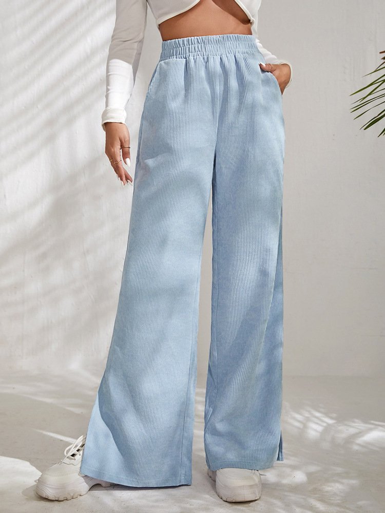 Damen Unifarben Lang Elastische Taille Hose Lässig Frühling/Herbst Hose